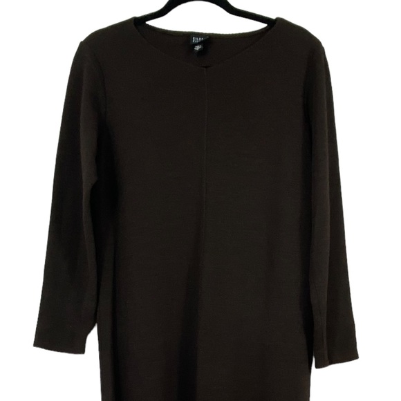 Eileen Fisher Women’s Viscose & Wool Chocolate Brown Long Sweater Dress Size M - Picture 9 of 12